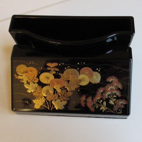 Black Lacquerware desk business card holder - Picture 3 of 10